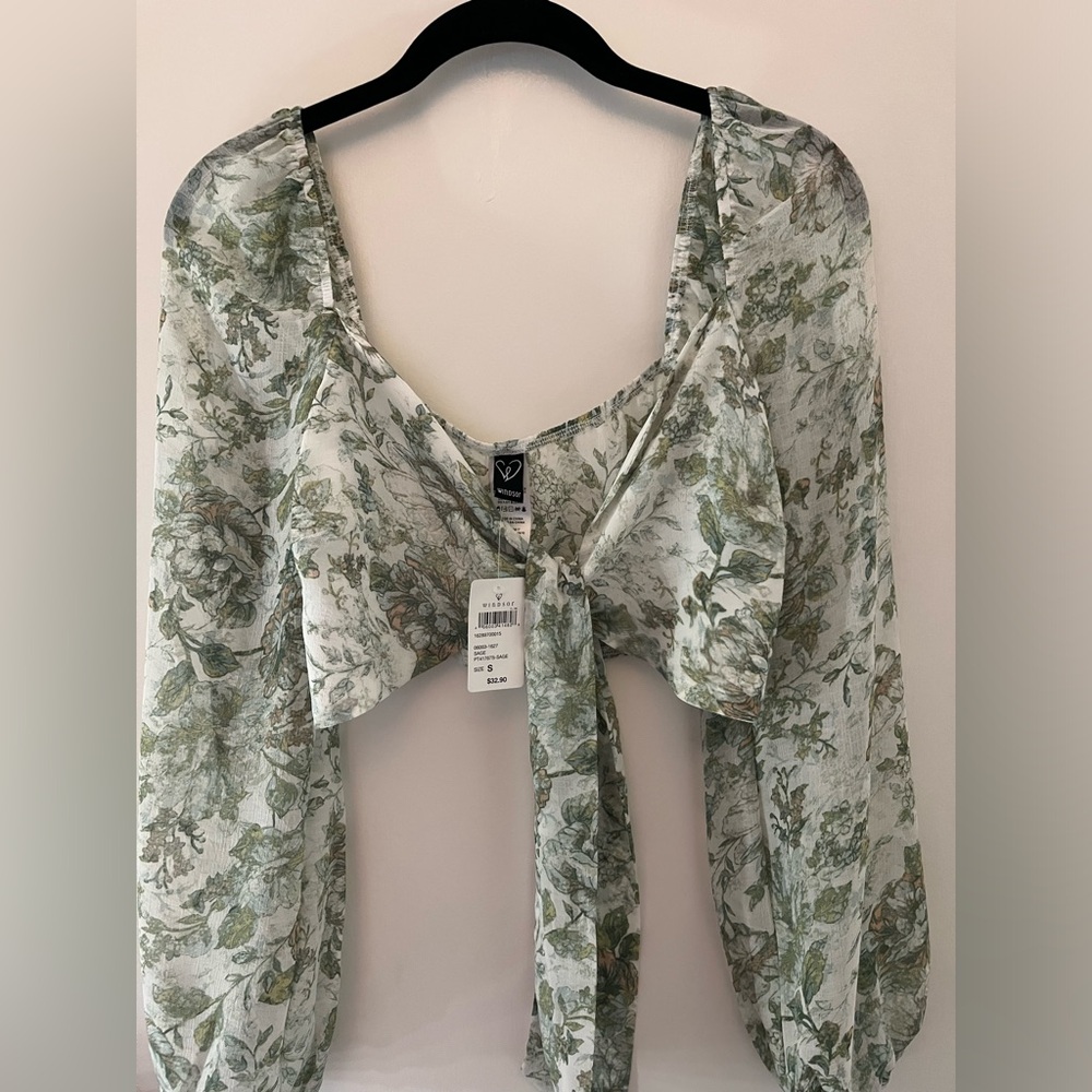 Windsor Green floral wrap crop top